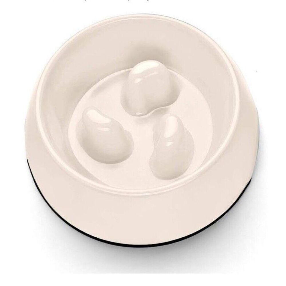 Frisco Cream Melamine Slow Feed Dog & Cat Bowl Size Large 1.5 Cups‎ 7" Non Skid